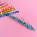 Colorful glitter acrylic popsicle sticks for DIY cake ice cream crafts 11.5x1cm - Sequin Design / Cyan