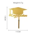 Gold acrylic graduation cake topper, 13x11cm party baking decoration for celebration. - Style 4