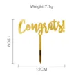 Gold acrylic graduation cake topper Congrats celebration party baking decoration 12x12cm - Style 2