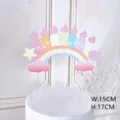 Rainbow cloud cake topper birthday party decoration cute candle cake insert 15x17cm - Rainbow Pink Cloud (2205) / 15x17cm