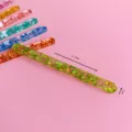 Acrylic popsicle stick detail view, glitter jelly color DIY craft bar 11.5cm length. - Sequin Design / Green