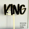Acryl KING Tortenaufsatz Haustier Geburtstag Party Dekoration Gold Schwarz Pfotenabdruck - Schwarz Gold Weiß König / 8.5cmx10cm