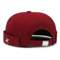 Red brimless dockman cap sailor hat with metal cross accent stylish unisex street wear - Red