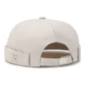 Beige docker cap for men and women, stylish brimless sailor hat with metal buckle and cross decor. - Beige