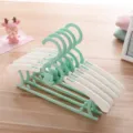 Children multi-functional folding clothes hanger cute cartoon bear anti-slip rack - Retractable Style, Green