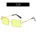 Lunettes de soleil rectangulaires sans monture avec verres jaunes et élégante monture dorée. - C15 - Verres jaunes