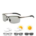 Intelligente photochrome polarisierte Sonnenbrille für Herren zum Autofahren Angeln. - Gunmetal Rahmen Photochrome Gläser
