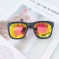 Women stylish fashion sunglasses with colorful reflective lenses and black frames for daily wear. - Matte Black Frame Red Mirror Lens