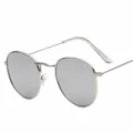 Silver frame round metal sunglasses with silver mirror lenses for men and women outdoor wear. - Silver Frame Silver Mirror Lens