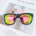 Fashion women sunglasses with colorful reflective lenses and chic black frame for daily wear. - Matte Black Frame Pink Mirrored Lens