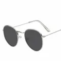 Silver frame grey lens round metal sunglasses classic vintage retro stylish UV protection eyewear - Silver Frame Gray Lens