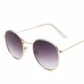 Classic round metal sunglasses with gold frame and gradient grey lenses for stylish daily wear. - Gold Frame Gradient Grey Lens
