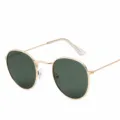Classic vintage round metal sunglasses with gold frame and dark green lenses for daily fashion. - Gold Frame Dark Green Lens