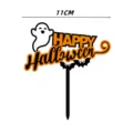 Halloween cake topper with ghost and bat design, spooky party decoration, 11cm size. - Double Layer Black Orange (2648) / 11cm