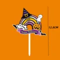 Halloween cake topper acrylic rainbow ghost pumpkin party decoration detail view - Color Printed Cute Rainbow (2649) / 12.8cm