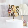 Gold acrylic cake topper with Love you DAD text for Father's Day cake decoration - Love Dad