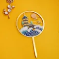 Adorno de tarta estilo chino redondo pagoda ola diseno oro acrilico decoracion postre - Estilo Pagoda