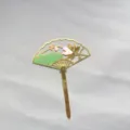 Estilo chino abanico pastel topper acrílico loto libélula postre decoración inserción - Loto en Forma de Abanico