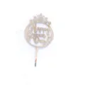 Silver mirror acrylic cake topper with crown shape and Happy Queen Day text design. - Happy Queen Day Crown Circle (Silver) / Silver