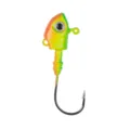 Fishing jig head hook with colorful painted head and 3D eye for outdoor fishing and soft bait. - 10.00g / Green Style 01