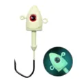 Glow fishing jig head with realistic red eyes and sharp hook, ideal for saltwater and freshwater. - 10.00g / Fluorescent Color 02