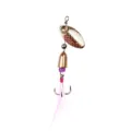 Gold scale spinner bait fishing lure with pink feather treble hook for trout and bass fishing. - 5.5g / Gold Feathered Treble Hook