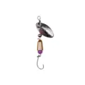Metal fishing spinner lure with silver scale blade, golden bullet weight and purple bead. - 5.5g / Silver Single Hook