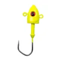 Yellow fishing jig head with red eye and sharp hook for soft bait saltwater freshwater angling - Yellow Style 02