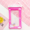 Waterproof phone pouch for swimming diving, large size pink clear touch screen dry bag case. - Approx. 21*11cm / Pink Pony