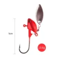 Red fishing jig head hook with silver spinner blade, 5cm size and 13.6g weight for anglers. - Red Blade with Noise