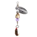 Micro spinning spoon fishing lure metal bait with feather hook and colored beads for trout. - Silver Fly Hook