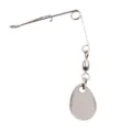 Metal fishing lure spinnerbait arm component with rotating blade and snap connector for tackle. - Teardrop / L / Silver