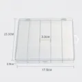 Transparent PP plastic fishing tackle storage box with 5 compartments and dimension specs. - Large 5-Grid Box