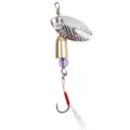 Metal fishing spinner lure with silver scale blade and feathered hook for outdoor angling. - Silver Jig Hooks