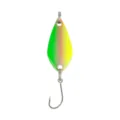 Artificiale da pesca in metallo a forma di cucchiaio sfumato verde giallo con amo singolo. - 2.5g / Verde Rosso Giallo