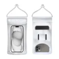 Transparent TPU waterproof phone pouch with lanyard for swimming and outdoor beach use. - Liquid Silver