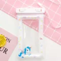 Large cartoon unicorn waterproof phone pouch with airbag and lanyard for swimming and diving. - Approx. 21*11cm / White Pony