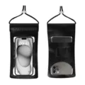 Black Waterproof Phone Pouch TPU Touch Screen Case with Lanyard for Outdoor Travel - Obsidian Black