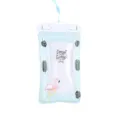 Waterproof phone pouch with flamingo pattern, air bag design and secure seal for swimming. - Green Bird