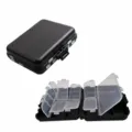 Durable plastic fishing tackle box with multi transparent compartments for lures and small accessories. - Portable Black Accessory Box