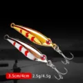 Esche da pesca cucchiaino in metallo, esca dorata e argentata con ancorette, 3.5cm 4cm - 2.5g / Esca da pesca Shrimp Soldier - amo triplo oro, sfusa