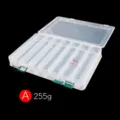 Transparent PP plastic 5-compartment fishing tackle storage box with green latches variant A - Double-Sided 14-Grid Box