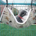 Pet Hammock Hanging Cat Bed Soft Plush Cage Sleeping Bag for Kitten Small Animals - Cartoon Cat - Cotton Linen
