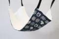Cozy cat hammock with blue japanese cat print and soft plush interior, perfect pet bed. - Cat Head - Cotton Linen