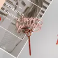 Rose gold acrylic Happy Anniversary cake topper for wedding celebration and party decor. - Style 1092 Mirror Effect Rose Gold
