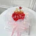 Cake bouquet wrapping kit with crown topper, white gauze, ribbon, and lights for Mother's Day. - Acrylic Set (Includes Gauze Ribbon Lights) / One Set as Pictured