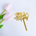 Gold acrylic Happy Mother's Day cake topper for mom party cake decoration dessert supplies - Calligraphy Happy Mother's Day
