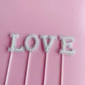 Décorations de gâteau lettres LOVE en perles et strass pour fête de Saint-Valentin. - Perle LOVE / Blanc