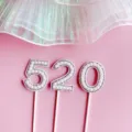 Ensemble de topper de gâteau numéro 520 en perles et strass pour fête d'anniversaire de mariage. - Perle « 520 » / Blanc