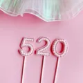 Ensemble de topper de gateau nombre 520 perles roses strass pour mariage fete decoration - Perle « 520 » / Rose
